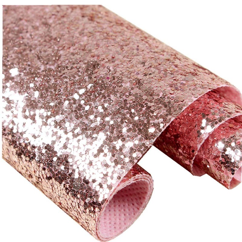 DHHOUSE Self Adhesive Rose Gold Chunky Glitter Wallpaper, Sparkle Glitter Wallpaper for Wall (17.4in x 16.4ft, Rose Gold) - Image 1